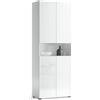 Dmora - Armadio multiuso grande Westonaria, Mobile multifunzionale, Mobiletto scarpiera, Guardaroba porta scarpe, Made in Italy, 68x34h180 cm, Bianco lucido
