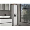 Dmora - Mobile colonna Nigel, Pensile bagno o cucina, Armadio alto multifunzione, Mobiletto multiuso, Made in Italy, 34x34h180 cm, Bianco lucido