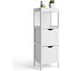 BAKAJI Mobile Mobiletto Bagno Arredo Arredamento Due Cassetti Scaffale Design Moderno Casa Salvaspazio Doppio Contenitore Ripiano Aperto Armadio Armadietto da Terra Legno Mdf Bianco Dimensioni 30x89x30cm