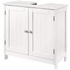 BAKAJI Mobile Sotto Lavabo Bagno 2 ripiani con Doppia Anta, Chiusura Magnetica in Legno MDF antigraffio, Dimensione 60 x 30 x 60 cm, Sottolavandino, Armadietto Sottolavabo (Bianco)