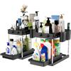 BAKAJI Set 2 Organizer Sottolavello per Bagno e Cucina con Cassetto Scorrevole, Scaffale Cestello Scorrimento Salvaspazio 2 Ripiani, Scaffalatura Sotto Lavello Portaoggetti Ripiano Estraibile (Nero)