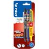 PILOT FriXion Clicker 0.7 Naruto Shippuden Limited Edition - Penna a sfera ricaricabile con inchiostro termosensibile a 2 penne (nero e blu) + 1 FriXion Light (giallo)