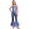 Jugaoge Tuta da sirena da ragazza, lucida, senza maniche, con stampa a squame di pesce, con pantaloni lunghi, slim fit, leggings elasticizzati con shock, cosplay