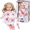 Baby Annabell Zapf Creation 709948 Sophia 43cm- weiche Stoffpuppe mit Langen blonden Haaren, Rosa Puppenkleidung bestehend aus Kleid, Leggings, Schuhen, Haarband und Bürste.