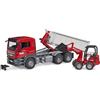 bruder 03767 - Autocarro MAN TGS con cassone scarrabile e caricatore da cantiere Schäffer 2630, veicoli, caricatore basso, trasportatore, caricatore gommato, giocattoli a partire da 4 anni