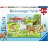 Ravensburger, Puzzle 2x24 pezzi, Per bambini a partire dai 4 anni, 2 puzzle da 24 pezzi ciascuno, Dimensione puzzle 26x18cm, Cavalli nel maneggio