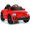 Tecnobike Shop Auto Elettrica per Bambini Volkswagen Maggiolino New Beetle Small 12V Telecomando Luci Led Suoni (Rosso)