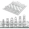 KMQRDZi Gioco degli scacchi in vetro smerigliato, vetro cristallo, 25 × 25 cm, scacchi da viaggio portatili, gioco di scacchi di alta qualità per tutte le età, per gli amanti degli scacchi e la decorazione