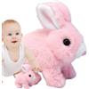 Generic Coniglietto di peluche - Coniglio elettrico che cammina, abbaia, muove le orecchie | Coniglietto morbido con bocca che si muove, regalo di Pasqua interattivo per bambini, bambine, bambini, giocattolo