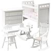 Joygoodta Set di mobili per casa delle bambole in scala 1:12, mobili in miniatura legno include culla, cavallo a dondolo, sedia, armadietto Camera da letto per bambini Accessori per casa delle bambole (Bian