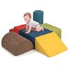 COSTWAY Set di 6 Blocchi di Arrampicata per Bambini, Set di Costruzioni Morbide con Tessuto Ciniglia, Mattoncini in Spugna ad Alta Densità con Maniglie, Ostacoli per Scalare per 1-3 Anni (Multicolore)