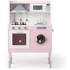 HOMASIS Cucina Giocattolo con Altezza Regolabile, Cucinetta per Bambini con Cappa Aspirante e Forno a Microonde, Cucin con Suoni e Luci in Legno per Bambini dai 3+ Anni (Modello 1, Rosa)