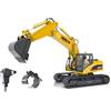 RC Toys Pleyer Escavatore telecomandato Huina 1535-1 Rc Escavatore a catena in metallo con martello demolitore e pinza di selezione
