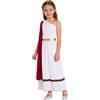 CHICTRY Costume Principessa Romana Bambina Costume da Dea Greca Vestito Divinità Atena Olimpia Toga Monospalla Cosplay per Feste di Carnevale Halloween Borgogna 9-10 anni