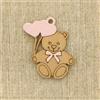 Publilancio srl 12 PZ Applicazione bomboniera legno Orso Orsetto ROSA con cuori