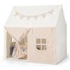 GYMAX Grande Casa Tenda da Gioco, Tenda Casetta con Tappetino Imbottito, Luci a Stella e Bandierine, Tenda da Interna Esterna con Finestre, Porte e Tasche Portaoggetti, Regalo per Bambini 3-8 Anni