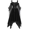 Generico Vestito Halloween Donna Abito Gotico Lungo, Vestito Donna Travestimento Party Fashion Cerimonia Costumi Dark Elegante Vestito da Sera Monopezzo Stile Vintage Rinascimentale