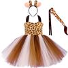 Generico Costume Giraffa Bambina - 3 Pezzi Vestito Carnevale Bambina Animali Costume Giraffa Bambina Tutu Cerchietti Coda Vestiti Carnevale Bambina per Festa a Tema