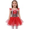 renvena Costume Omino Pan di Zenzero per Bambina Vestito Natale Body da Ginnastica Artistica Tutu Danza Classica Moterna Christmas Gingerbread Fancy Dress Rosso 13-14 anni