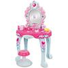 Teorema Giocattoli, Specchiera Magica Bambina con Luci Suoni e Sgabello, Postazione Trucco con Asciugacapelli Funzionante a Batteria, Tavolo Trucco Bambina con Portagioie e Accessori