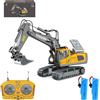 X-Verse Escavatore Telecomandato per Bambini, Giocattolo da Costruzione Telecomandato, 1: 20 Escavatore Cingolato RC con pala in Metallo, 11 Canali, Rotazione di 680°, Regalo di Natale