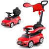 COSTWAY 3 in 1 Auto a Spinta, Mercedes-Benz Macchina Cavalcabile, con Schienale Regolabile Suono Barra di Spinta e Tettuccio, per Bambini 18-36 Mesi (Rosso)