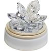 DLM Bomboniere DLM-A257 Bomboniere 6 carillon con 6 scatole regalo fiore in cristallo brillante e farfalle con strass su fiori e cuore per battesimo bimbo bimba Comunione Cresima Compleanno cm 9,5x9,5x8