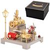 Stylomira RETROL SE-02 - Kit di modellini di motore a vapore e caldaia orizzontale, completamente in metallo, reversibile, con generatore e lampione, idea regalo per hobbisti (100 pezzi)