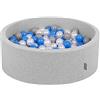 KiddyMoon 90X30cm/300 Palline ∅ 7CM Piscina di Palline Colorate per Bambini Tondo Fabbricato in EU, Grigio Ch:Perla/Grigio/Blu