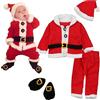Achimlt 4 Pezzi Vestito Natale Neonato Babbo Costume di Natalizi con Cappotti Pantaloni Cappello e Calze, Neonato My First Christmas Natale Regalo