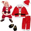 Achimlt 4 Pezzi Vestito Natale Neonato Babbo Costume di Natalizi con Cappotti Pantaloni Cappello e Calze, Neonato My First Christmas Natale Regalo