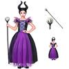 CARTOON VESTITO CARNEVALE + ACCESSORI MALEFICA ABITO COPRICAPO E BASTONE MAGICO 14/16 ANNI TRAVESTIMENTO - 7024+52815