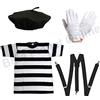 I LOVE FANCY DRESS LTD Blue Planet Online - Mens French Mime Artist T Shirt, Beret, Gloves & Braces Fancy Dress (Men: Large) by Blue Planet Online