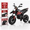 TOYSCAR Moto Elettrica Bambini Aprilia RX Mini Moto Cross SEDILI IN PELLE 3 Ruote Moto Bambini Motore Elettrico 12V Moto Per Bambini 1-4 Anni Luci Led BLUETOOTH Sospensioni A Molla