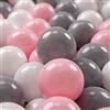 KiddyMoon 100 Palline/7Cm Palline Morbide Colorate Per Piscina Bambini Fatto In EU, Bianco/Grigio/Rosa Chiaro