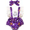 Generico Costume Halloween Neonato 9 Mesi Vestito Da Zucca Bambina Tutina Elegante Costume Halloween Neonata Pagliacetto Con Fascia Completo Vestiti Fantasma Bimba Body Arancione Nera Carnevale Feste Cosplay