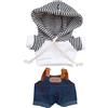 niannyyhouse Set di vestiti per bambola con cappuccio e tuta in denim, accessori per vestire bambole di peluche da 15-17 cm (nero + bianco)