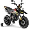 GYMAX Moto Elettrica 12V, Moto per Bambini con 2 Ruote di Supporto, Faro, Musica per Bambini 3-8 Anni, Veicolo per Bambini con Doppio Motore e Ammortizzatori, 5,5-6 km/h (Nero-Giallo)