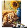 ZKYUBEK Puzzle per adolescenti 1000 puzzle Girasoli e gatti Giochi educativi Decorazione per la casa Collezione di artisti, Belle arti 26X38CM