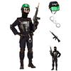 CARTOON Vestito Carnevale + Accessori Agente SWAT Costume Giubotto ANTIPROIETTILE Fucile Elmo Manette 11/13 Anni Travestimento - 5534+28225+7084M+2413D