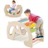 GYMAX 2 in 1 Arco a Dondolo per Bambini, Set Arrampicata Montessori e Cavallo a Dondolo in Legno con Schienale e Sedile, Giostra Interna in Palestra per Giochi Didattici, Regalo per Ragazzi 1+ Anni