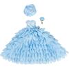 Tiuimk Elegante abito da sposa blu per bambole da 12 pollici con cappello e fiore