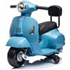 Mondial Toys Mini Vespa GTS Piaggio Moto Elettrica Per Bambini Scooter 6V con Schienale Sedile in Pelle Luci Suoni Limited Edition Azzurro