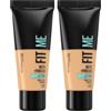 Maybelline New York Fondotinta Coprente Opacizzante Fit Me Matte&Poreless, Colore Uniforme, Pori Minimizzati, 238 Rich Tan (Confezione da 2)