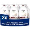 Dove, Sapone Liquido Mani Seta Preziosa, Sapone Detergente Mani Idratante, Rimuove con Efficacia Sporco e Batteri, con +5 Agenti Idratanti, Formula 99% Biodegradabile, 6 pezzi da 250ml