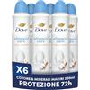 Dove Deodorante Spray Advanced Care Fresh Cotton, Deodorante 72 Ore Protezione Sudore e Odori, con Formula Idratante e Delicata, Ripara la Pelle dopo la Rasatura, Fragranza Cotone, 6 Pezzi da 200 ml