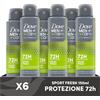 Dove Deodorante Dove Men + Care Sport Fresh Spray Advanced Care, Deodorante Uomo, con 1/4 Crema Idratante, Formula Idratante e Delicata sulla Pelle, Protezione Fino a 72 Ore, 6 Pezzi da 150 ml