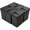 Emuca - Contenitori per cassetti da cucina con coperchio anti-odore, H 266 mm (2 x 15 L + 2 x 7 L), Plastica nera