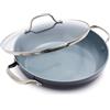 GreenPan Valencia Pro Padella da 28 cm in ceramica dura anodizzata con coperchio, senza PFAS, induzione, lavastoviglie, forno, grigio