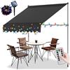 Daromigo Tenda da sole a morsetto con catena luminosa a LED, 250 x 120 cm, tenda da sole da balcone senza forare con manovella, regolabile in altezza, resistente ai raggi UV, copertura per terrazze,